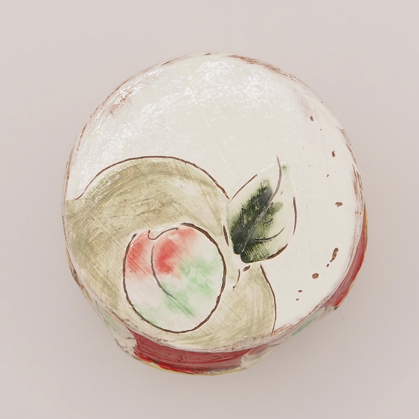 大畠穏さんの器 ポット「ume(梅)」(粉引・絵付け・貼合わせ)