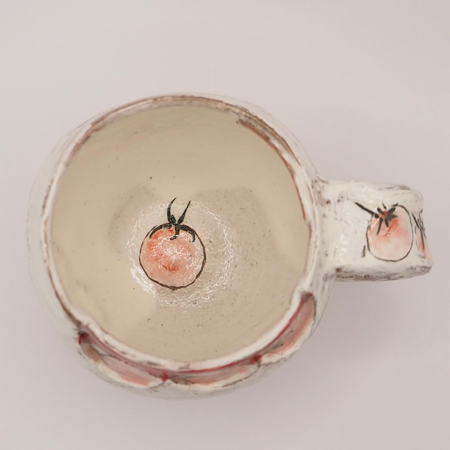 大畠穏さんのマグカップ「tomato(トマト)」(粉引・絵付け・貼合わせ)
