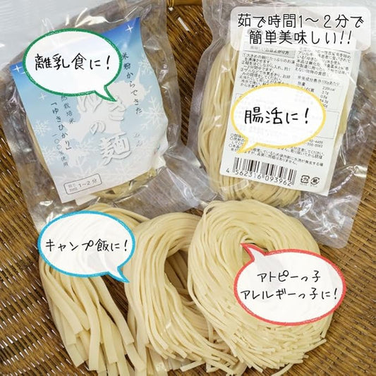 「ゆきの麺」玄米麺 100g×２食（太麺タイプ　太さ７ミリ）※自然栽培米麺【メール便送料無料】※ななつぼし使用