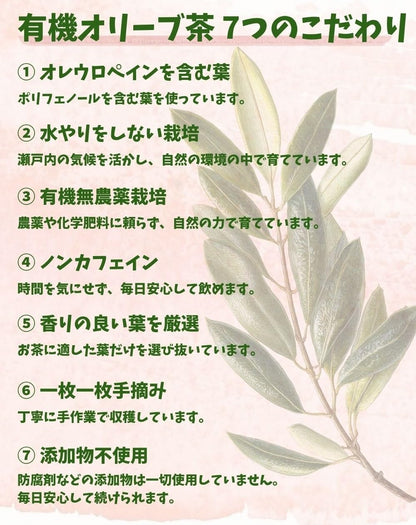 山田オリーブ園 小豆島産 有機無農薬栽培 有機オリーブ茶 有機JAS 自然農法 国産 無添加 ノンカフェイン 手摘み 春摘み 小豆島 ティーバッグ 2g×10個 1袋